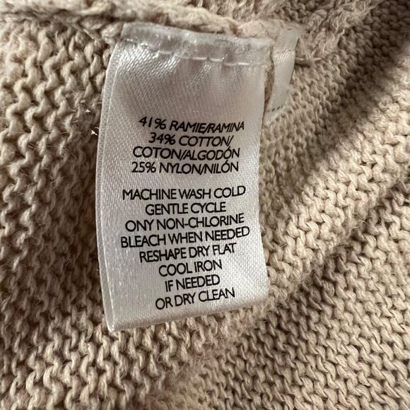 Ann Taylor Loft Women's Crisscross Tie Neck Pullover Sweater Beige Size Medium - Picture 9 of 9